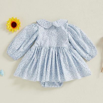 Summer Baby Girls Clothes Floral Short Sleeve Romper Dress Tutu Bodysuit Doll Collar Jumpsuit One Piece Outfit