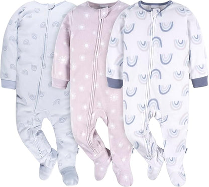 Gerber baby-girls Fleece Footed Pajamas 3-pack