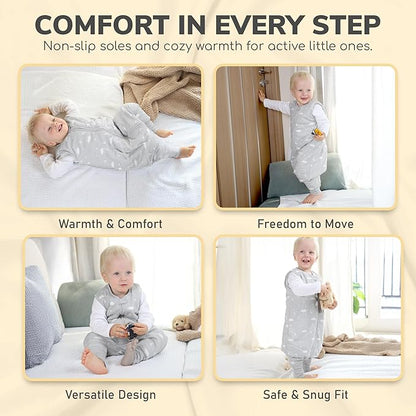 Mama Cheetah Toddler Sleep Sack with Feet in 1.0 Tog Organic Cotton for Boys and Girls, Baby Sleep Bag with Legs and 2-Way Zipper, Early Walker Medium