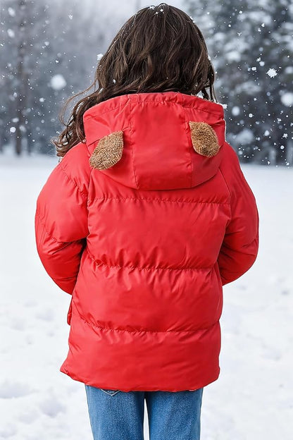 TUONROAD Baby Girls Coats for 6 Months-5 Years Toddlers Boy Winter Jacket Warm Bear Hooded Outdoor Coats Size 5