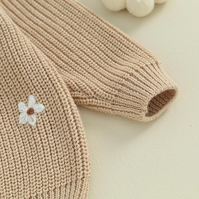 Mubineo Baby Girl Winter Clothes Cute Flower Sweater Crewneck Pullover Long Sleeve Knit Newborn Infant Sweaters