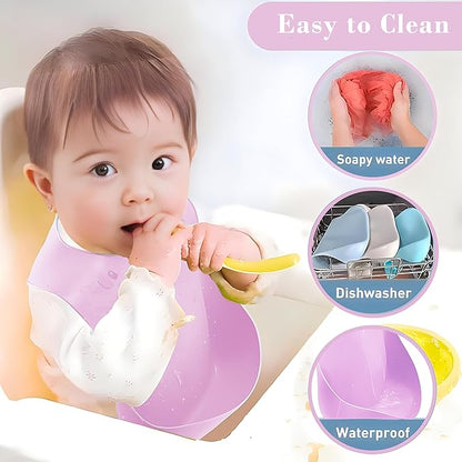 Silicone Baby Feeding Set,Miicasa Baby Led Weaning Supplies Kit With Suction Bowl & Car Plate, Bib, Spoon, Fork, Cup - Food-Grade Silicone, Dishwasher-Safe, No BPAs - For 3+ Months