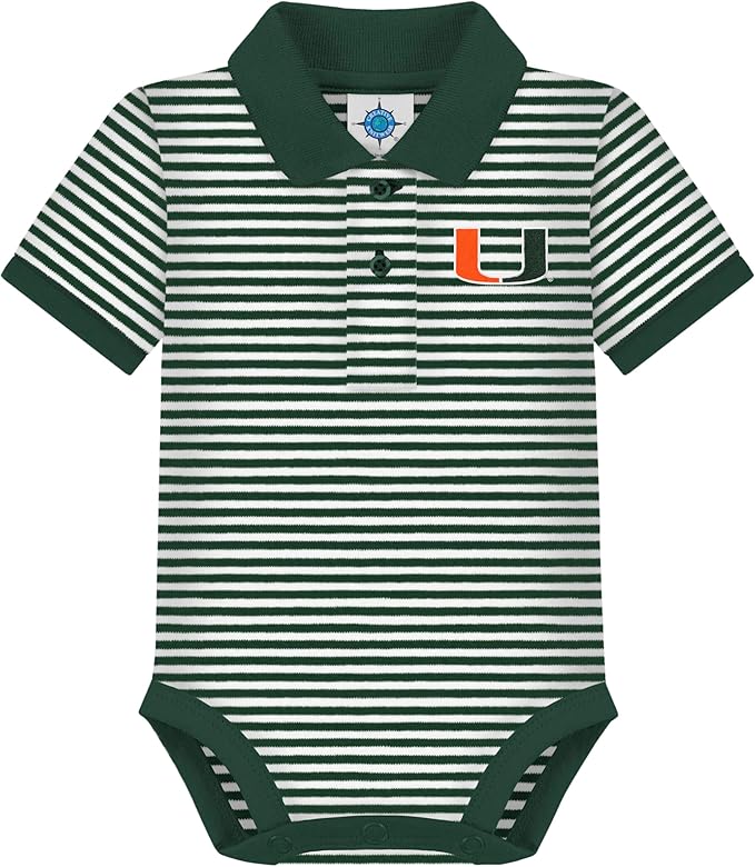 Creative Knitwear College Baby Striped Polo Bodysuit - Team Logo, Multiple Colors, for Boys & Girls (0-12 Months)