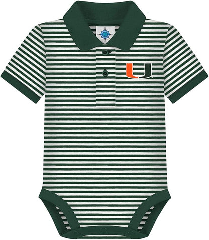 Creative Knitwear College Baby Striped Polo Bodysuit - Team Logo, Multiple Colors, for Boys & Girls (0-12 Months)