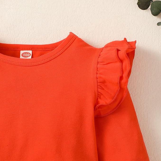 LYSMuch Toddler Baby Girls Long Sleeve Ruffle T Shirt Kids Casual Plain Solid Top Blouse T-Shirt Undershirt