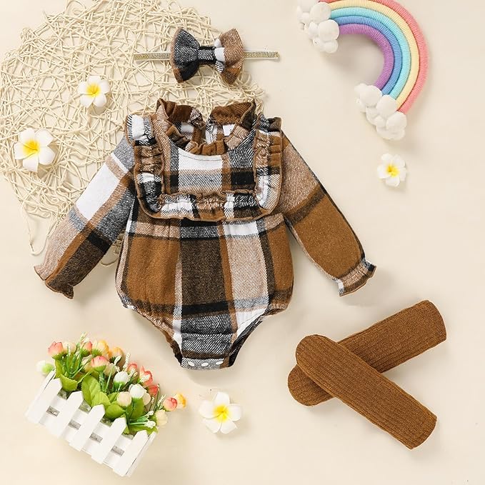 GRNSHTS Newborn Baby Girl Clothes Ruffle Rompers Toddler Fall Outfits for Girls Set Little Girl Fall Winter Clothing