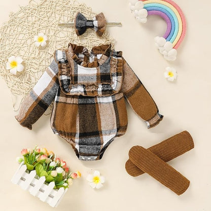 GRNSHTS Newborn Baby Girl Clothes Ruffle Rompers Toddler Fall Outfits for Girls Set Little Girl Fall Winter Clothing