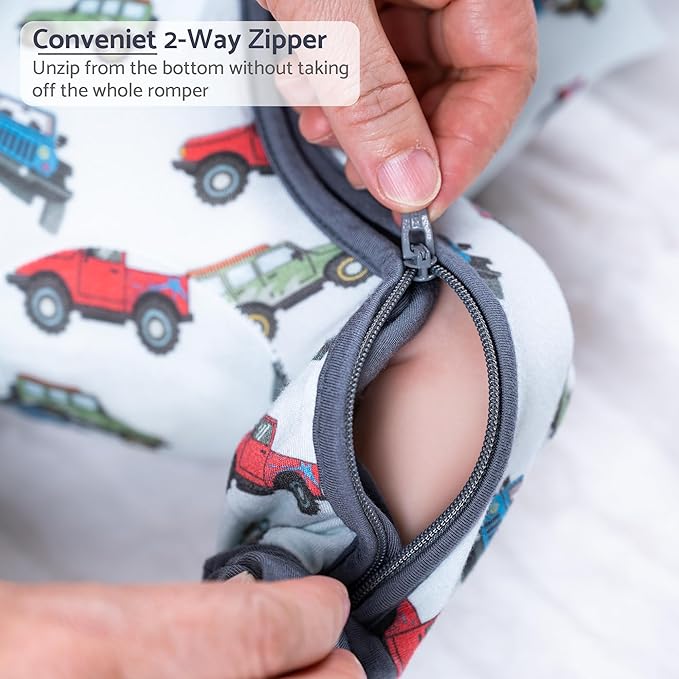 LollyBanks Baby Pajamas, 2-Way Zipper Infant Romper, 95% Viscose Made from Bamboo and 5% Spandex, Baby Sleepers