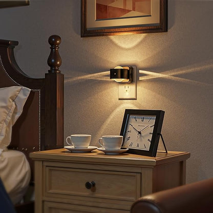 Briignite Night Light Projector, LED Night Lights Plug into Wall, 180° Rotating Night Light for Kids, Dusk to Dawn Sensor, 0-150LM Dimmable, Warm White Ambient Lighting for Bathroom, Gifts, 2 Pack