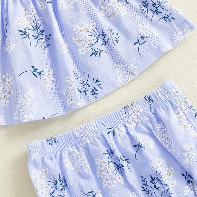 Mubineo Baby Girl Summer Clothes Cute Ruffle Tops Dress Shorts Outfits Set Infant Toddler Shrit Bloomers Princess Outfit