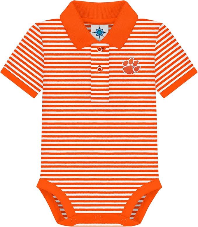 Creative Knitwear College Baby Striped Polo Bodysuit - Team Logo, Multiple Colors, for Boys & Girls (0-12 Months)