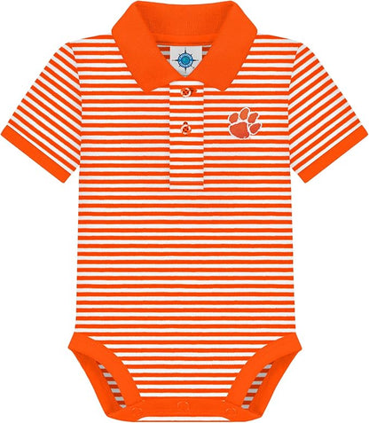 Creative Knitwear College Baby Striped Polo Bodysuit - Team Logo, Multiple Colors, for Boys & Girls (0-12 Months)