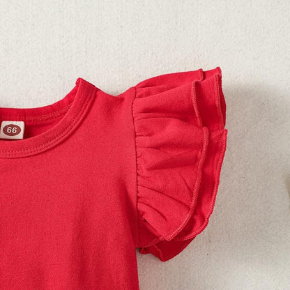 Baby Girl Solid Color Romper Infant Ruffle Sleeve Bodysuit One Piece Outfit Toddler Jumpsuit clothes