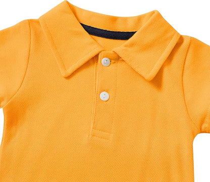 ROMPERINBOX Newborn Baby Boy Collared Onsies Polo Shirt Bodysuit Pique Solid Color Mesh Bubble Short Sleeve Romper Clothes