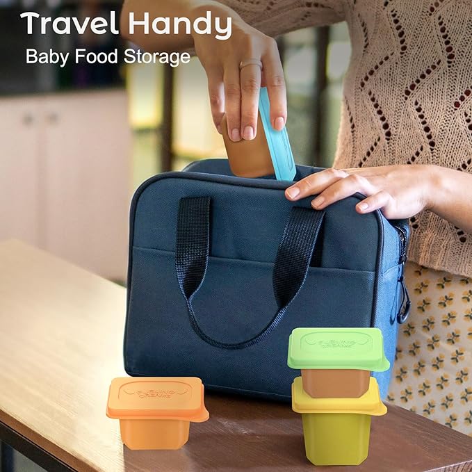 Baby Food Lids Compatible with Gerber Food Containers, BPA Free Silicone Baby Food Containers Lids for Baby Food Storage, Reusable and Dishwasher Safe - 4 Pack (Container not Included)