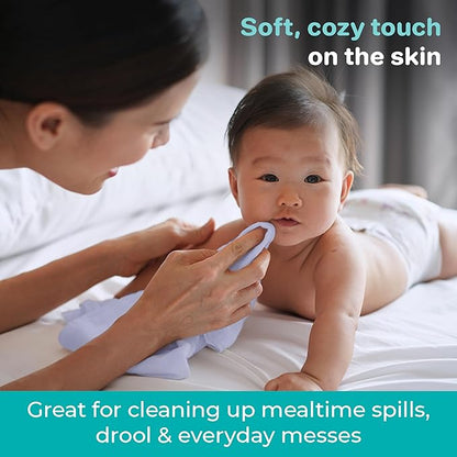 Spasilk 10 Pack Soft Terry Bath Washcloths – Newborn Boy or Girl, Blue Tiger