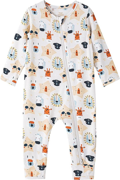 Baby Zippered Rompers Newborn Pajamas Sleepers Long Sleeve Jumpsuits Infant Zipper Romper-Viscose from Bamboo
