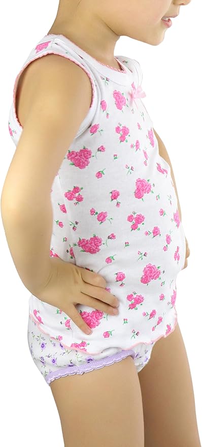 ToBeInStyle Girl's 4 Pack Ruffle Hem Cotton Tank Tops