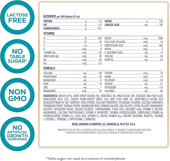 Enfamil Nutramigen Hypoallergenic Baby Formula with Iron, Lactose Free, Colic Relief from Cow's Milk Allergy Starts in 24 Hours, Brain Building DHA, Concentrated Liquid, 8 Fl Oz, 24 Bottles