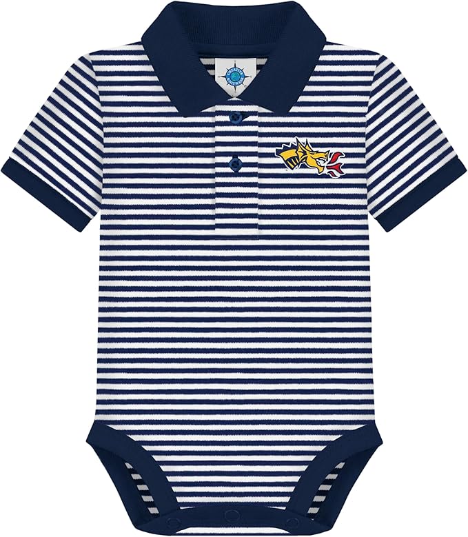 Creative Knitwear College Baby Striped Polo Bodysuit - Team Logo, Multiple Colors, for Boys & Girls (0-12 Months)