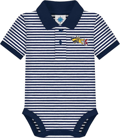 Creative Knitwear College Baby Striped Polo Bodysuit - Team Logo, Multiple Colors, for Boys & Girls (0-12 Months)
