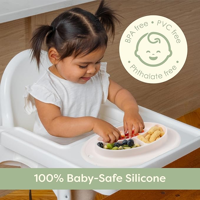 CoComelon Silicone Divider Plate - Suction Plates for Toddlers, Babies - BPA-Free- Non Slip Reusable Portable Toddler Plates with Suction, Less Mess - Portion Meal Time - Non Toxic, Dishwasher Safe
