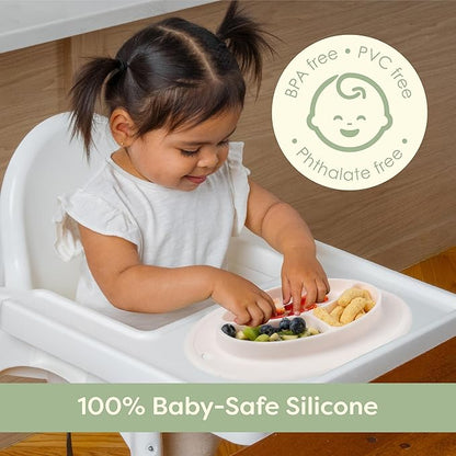 CoComelon Silicone Divider Plate - Suction Plates for Toddlers, Babies - BPA-Free- Non Slip Reusable Portable Toddler Plates with Suction, Less Mess - Portion Meal Time - Non Toxic, Dishwasher Safe