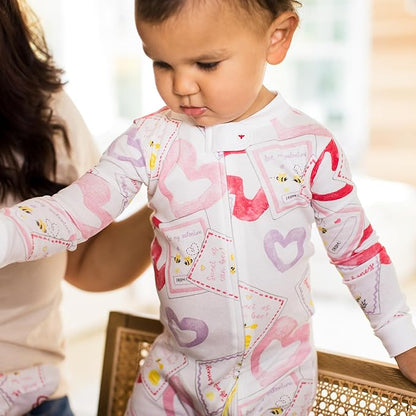 Burt's Bees Baby Baby Girls Sleeper Pajamas, 100% Organic Cotton, One-piece PJs, Diagonal Zip Up Jumpsuit, Snug Fit Footie