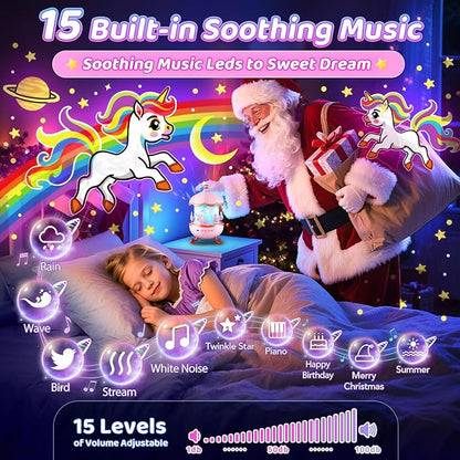 One Fire Princess Gifts for Girls Toys, 15 Music+15 Films+315 Colors Night Light Projector, 360°+Remote+Cordless Star Projector for Kids, Mermaid Gifts for Girls Room Decor, Pink Baby Toddler Toys