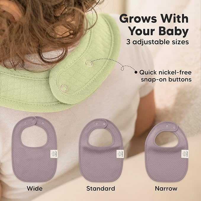 KeaBabies 8-Pack Organic Baby Bibs for Girls, Boys - Quilted Cotton Cloth Baby Drool Bibs for Drooling and Teething Toddler, Newborn, Infant, Soft & Super Absorbent (Moor)