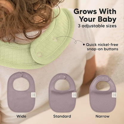 KeaBabies 8-Pack Organic Baby Bibs for Girls, Boys - Quilted Cotton Cloth Baby Drool Bibs for Drooling and Teething Toddler, Newborn, Infant, Soft & Super Absorbent (Moor)