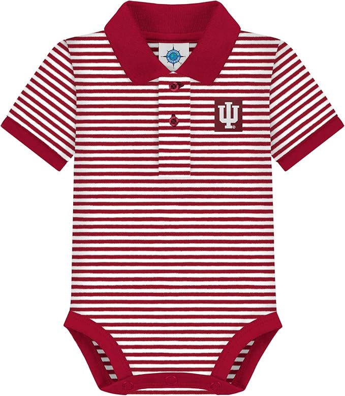 Creative Knitwear College Baby Striped Polo Bodysuit - Team Logo, Multiple Colors, for Boys & Girls (0-12 Months)
