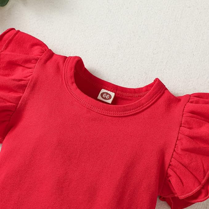 Baby Girl Solid Color Romper Infant Ruffle Sleeve Bodysuit One Piece Outfit Toddler Jumpsuit clothes
