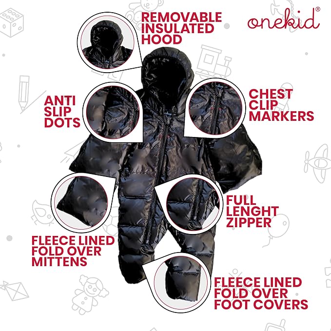 ONE KID The Road Coat Premium Snow Suit | Car Seat Safe Winter Jacket for Infants & Toddlers | Crash Tested, Easy In & Out