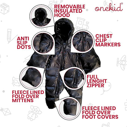 ONE KID The Road Coat Premium Snow Suit | Car Seat Safe Winter Jacket for Infants & Toddlers | Crash Tested, Easy In & Out