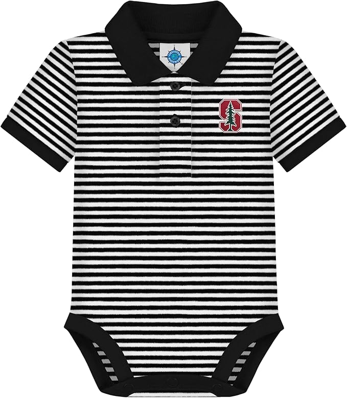 Creative Knitwear College Baby Striped Polo Bodysuit - Team Logo, Multiple Colors, for Boys & Girls (0-12 Months)