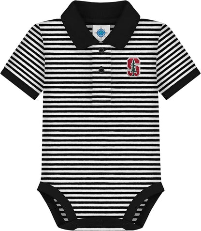 Creative Knitwear College Baby Striped Polo Bodysuit - Team Logo, Multiple Colors, for Boys & Girls (0-12 Months)