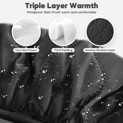 Winter Baby Car Seat Cover, Waterproof, Windproof Warm Fleece Breathable with Full Zipper for Newborn Car Seat, Black