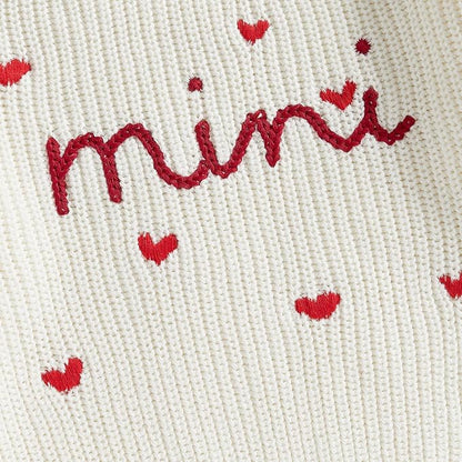 Mommy and Me Sweater Matching Family Outfit Long Sleeve Knit Sweater Pullover Mom and Baby Clothes