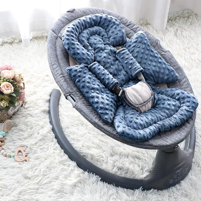 Infant Car Seat Insert Boy Girl, 3 in 1 Newborn Carseat Insert with Strap Pads, Car Seat Head Support for Baby Strollers, Swings, and Bouncers, Comfortable and Machine Washable, Blue