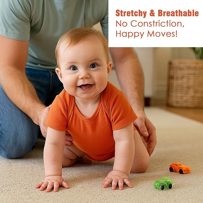 DEFAHN 2PCS Visocse from Bamboo Baby Rompers Unisex Onsies Solid Short Sleeve Baby Bodysuit 0-24 Months