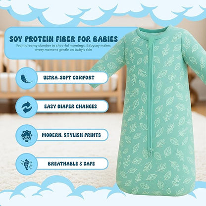 Babysoy Long Sleeve Wearable Blanket Sleep Sack, Infant to Toddler Sleeping Bag, Choose from size 0-24 Months