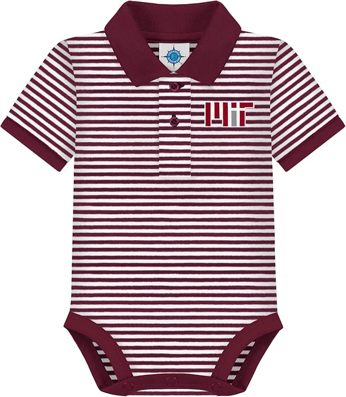Creative Knitwear College Baby Striped Polo Bodysuit - Team Logo, Multiple Colors, for Boys & Girls (0-12 Months)