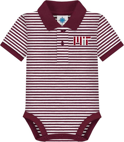 Creative Knitwear College Baby Striped Polo Bodysuit - Team Logo, Multiple Colors, for Boys & Girls (0-12 Months)