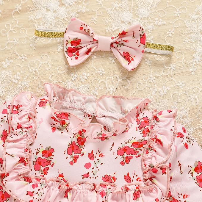 GRNSHTS Newborn Baby Girl Clothes Ruffle Rompers Toddler Fall Outfits for Girls Set Little Girl Fall Winter Clothing