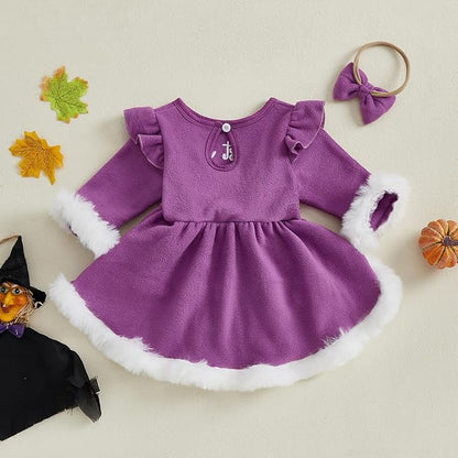 Newborn Infant Baby Girl Christmas Clothes Santa Claus Romper Dress Fur Trim Velvet Jumpsuit Bodysuit Hat Costume