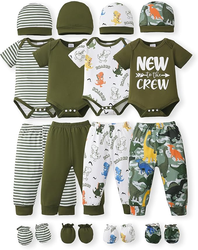 NZRVAWS Newborn Baby Boy Girl Clothes Unisex Preemie Infant Must Have Pants Set Outfits 0-18 Months 20 Pcs Essentials Gift
