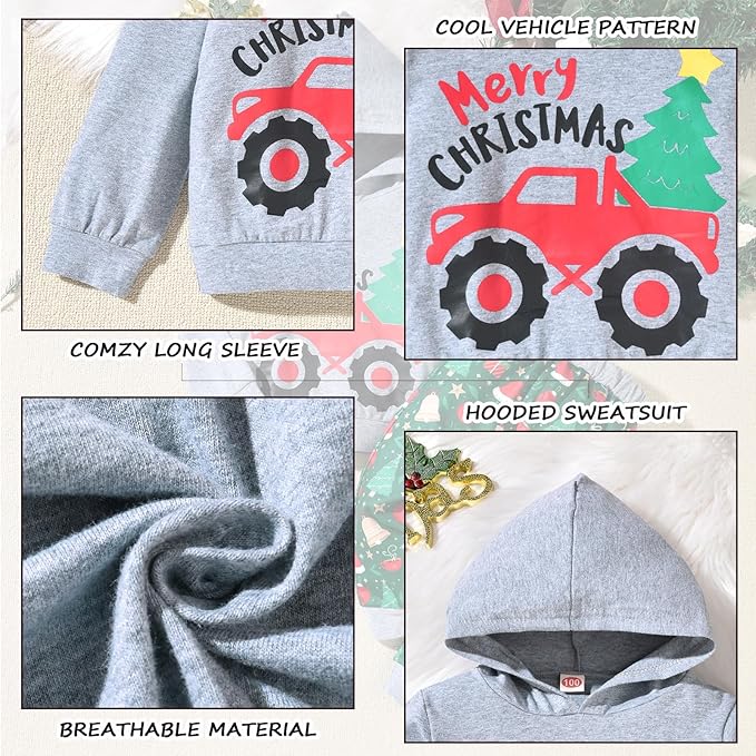 Baby Boys Dinosaur Long Sleeve Hoodie Tops Sweatsuit Pants Winter Outfit Set