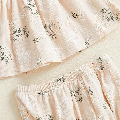 Mubineo Baby Girl Summer Clothes Cute Ruffle Tops Dress Shorts Outfits Set Infant Toddler Shrit Bloomers Princess Outfit