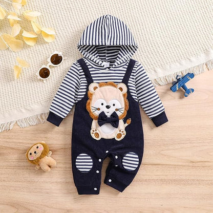 Baby Boy Clothes Newborn Hoodie Romper Fall Winter One-piece Outfit Infant Cute Cartoon Clothing Set 0-18 Months